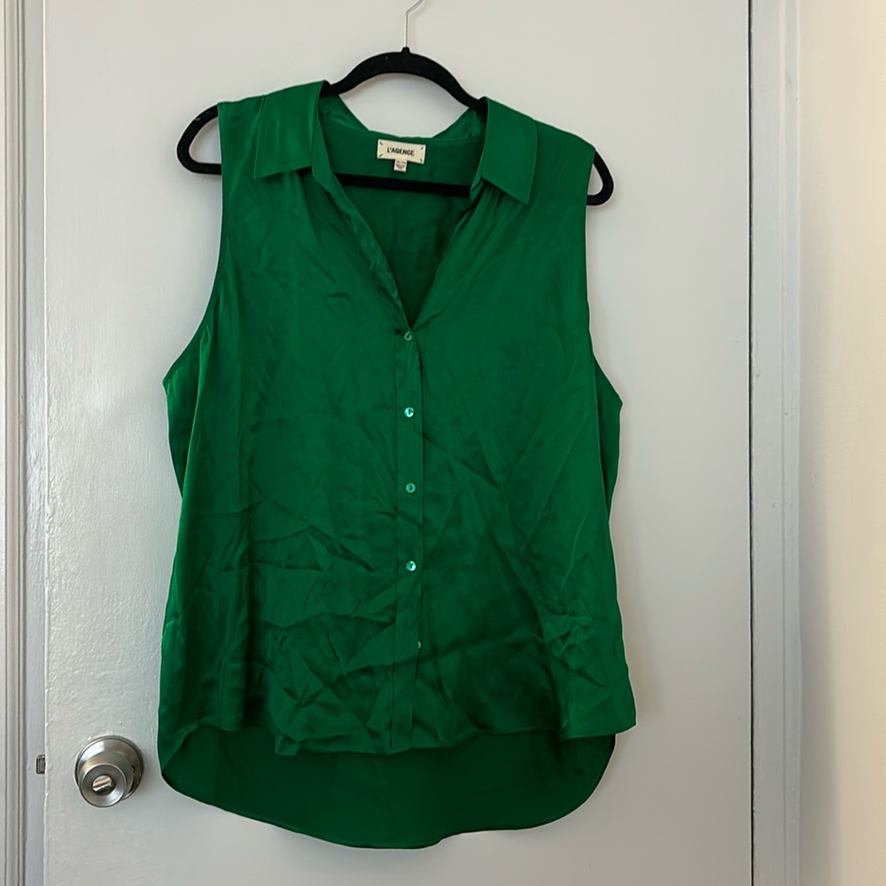 L'Agence Emmy Sleeveless Blouse in emerald